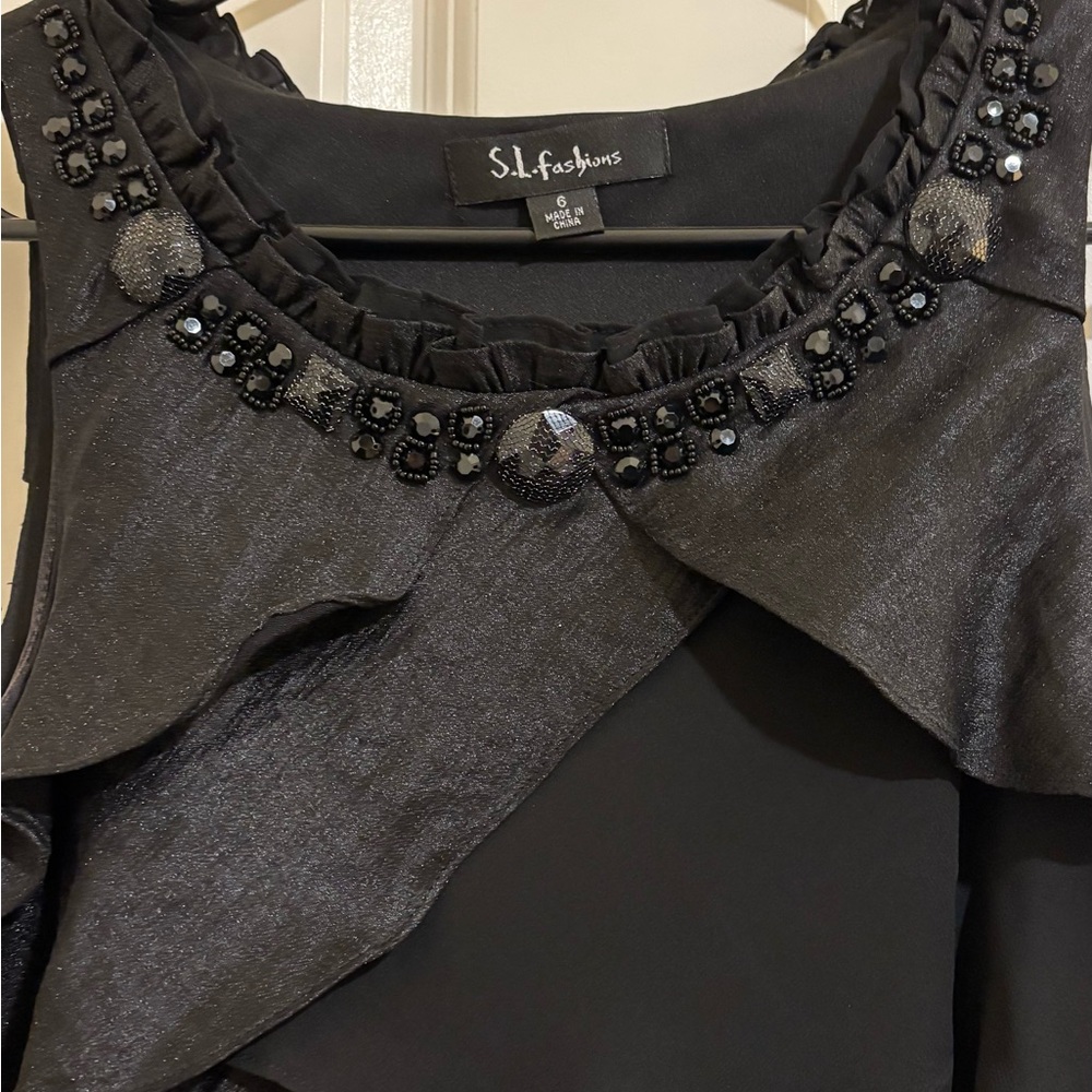 SL Fashions Black Beaded Dress
